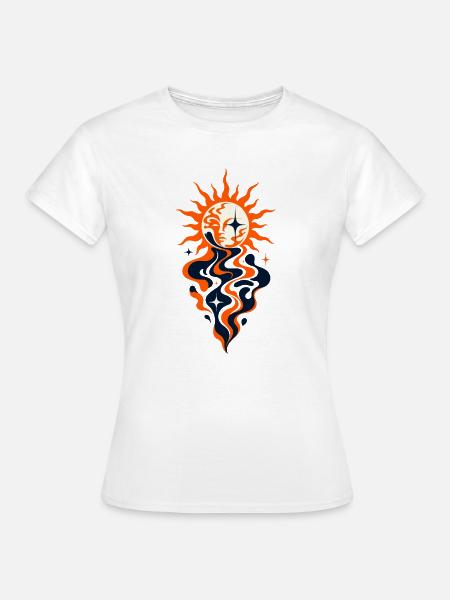 Abstrakte Sonne – Retro Cosmic Design - Frauen T-Shirt - Weiß
