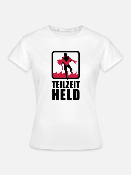 Teilzeit Held mit Flammen - Frauen T-Shirt - Weiß