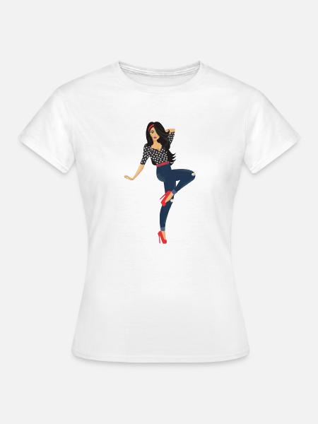 Pinup Girl - Frauen T-Shirt - Weiß