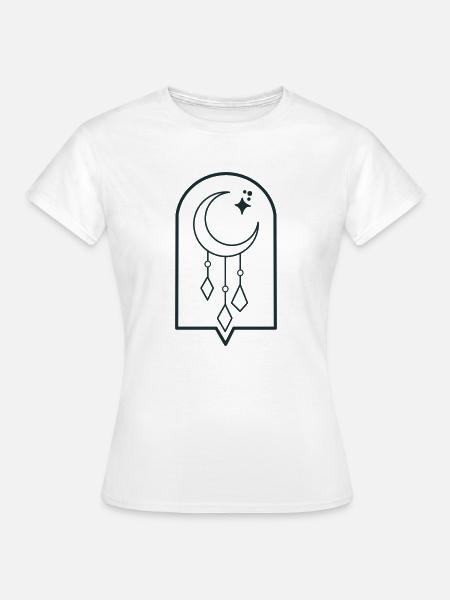 BOHO-Mond baumelt und Sterne - Frauen T-Shirt - Weiß