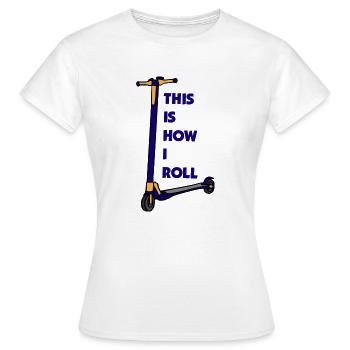 E-Scooter Roller Scooter - T-shirt Femme - blanc - Devant - AI Model Female 172 dark (172cm)