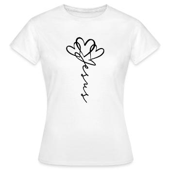 Jesus Scripture Heart Flower - Women's T-Shirt - white - Front - AI Model Female 172 dark (172cm)