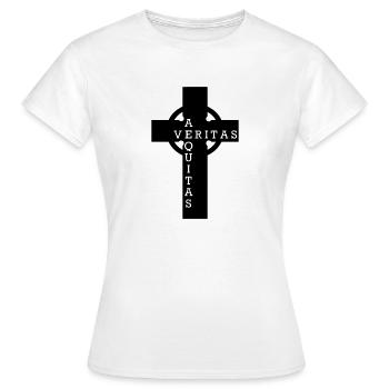 Kreuz aus der blutige Pfad Gottes - Frauen T-Shirt - Weiß - Vorne - AI Model Female 172 dark (172cm)