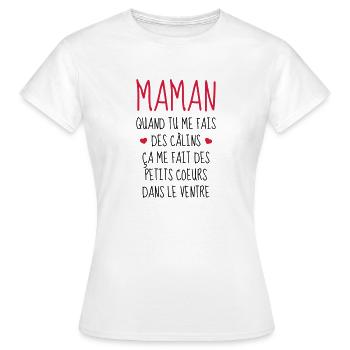 Maman - Fête des Mères - Bébé - Naissance - Baby - T-shirt Femme - blanc - Devant - AI Model Female 172 dark (172cm)