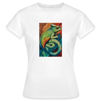 Lizard Lover Op Art Caméléon - T-shirt Femme - blanc - Devant - AI Model Female 172 dark (172cm)