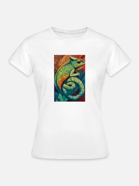 Lizard Lover Op Art Chameleon - Frauen T-Shirt - Weiß