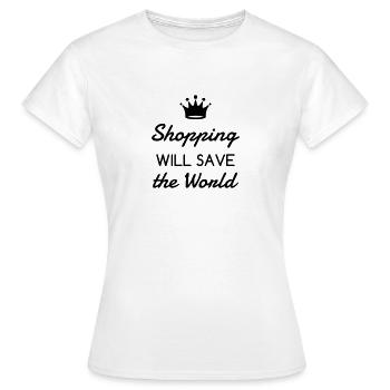 Shopping Shopper Einkaufen Käufer Soldes - Women's T-Shirt - white - Front - AI Model Female 172 dark (172cm)