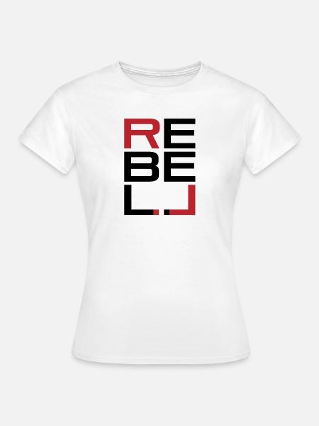 REBELL schwarz-rot - Frauen T-Shirt - Weiß