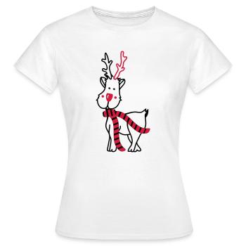 Rentier mit Schal - Frauen T-Shirt - Weiß - Vorne - AI Model Female 172 dark (172cm)