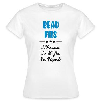 belle-fille / beau-fils / beau fils / belle fille - T-shirt Femme - blanc - Devant - AI Model Female 172 dark (172cm)