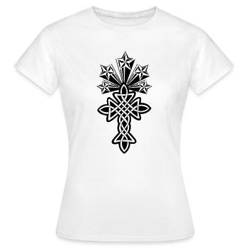 Celtic cross five stars - Women's T-Shirt - white - Front - AI Model Female 172 dark (172cm)