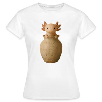Axolotl Art – Réaliste dans une cruche en argile - T-shirt Femme - blanc - Devant - AI Model Female 172 dark (172cm)