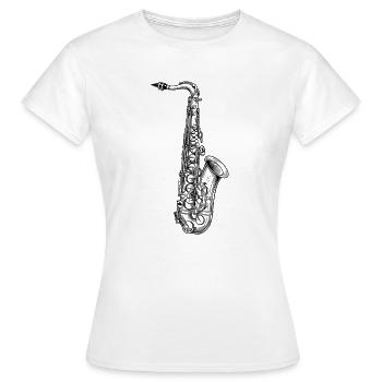 Saxofon - Frauen T-Shirt - Weiß - Vorne - AI Model Female 172 dark (172cm)