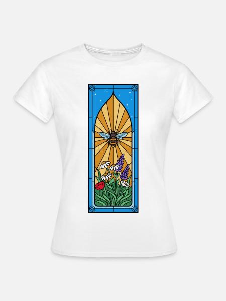 Bienenfenster im Gartenblumen - Frauen T-Shirt - Weiß