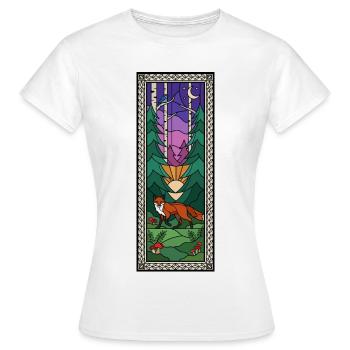 Forest Night Fox Stained Glass Window - Women's T-Shirt - white - Front - AI Model Female 172 dark (172cm)