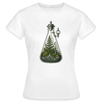 Botanical Beaker Terrarium Science Illustration - Women's T-Shirt - white - Front - AI Model Female 172 dark (172cm)