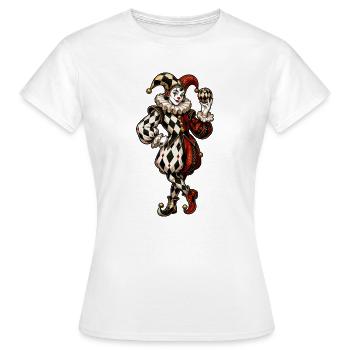 Caricature arlequin dans le style cirque - T-shirt Femme - blanc - Devant - AI Model Female 172 dark (172cm)