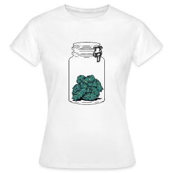 Weed Cannabis Screw Jar Bud Funny t Shirt - Women's T-Shirt - white - Front - AI Model Female 172 dark (172cm)