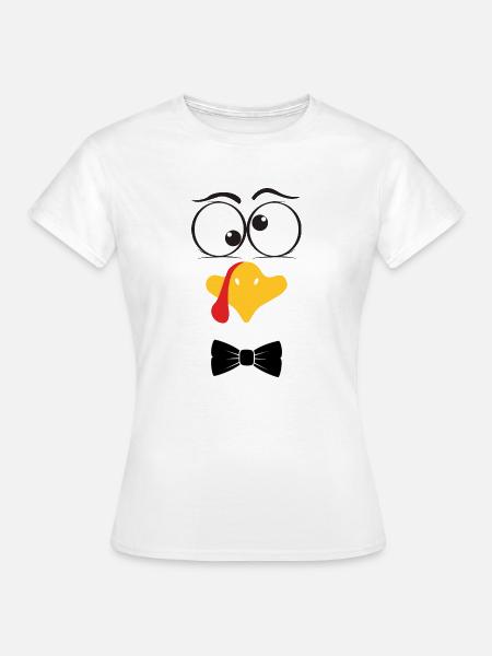 Lustiger Truthahn Gesicht Junge - Frauen T-Shirt - Weiß