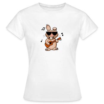 Hase mit Ukulele - Frauen T-Shirt - Weiß - Vorne - AI Model Female 172 dark (172cm)