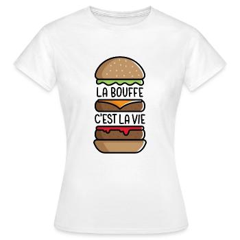 La Bouffe c'est la Vie - T-shirt Femme - blanc - Devant - AI Model Female 172 dark (172cm)