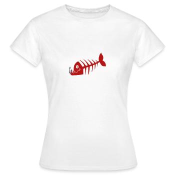 Freaky bad pirate fish skeleton. Red color - Women's T-Shirt - white - Front - AI Model Female 172 dark (172cm)