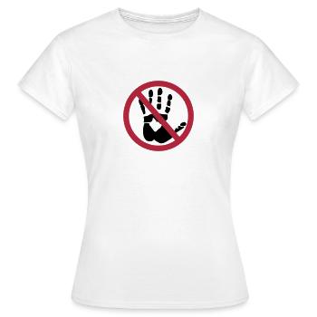 Handabdruck - Nicht anfassen! - Frauen T-Shirt - Weiß - Vorne - AI Model Female 172 dark (172cm)