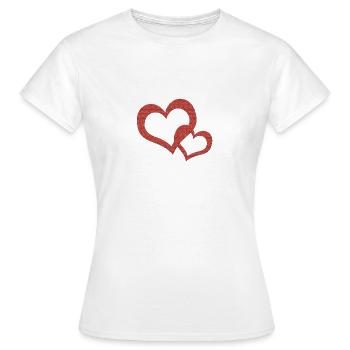 Two hearts - Women's T-Shirt - white - Front - AI Model Female 172 dark (172cm)