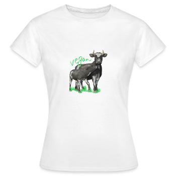 Cow with calf - vegan - Women's T-Shirt - white - Front - AI Model Female 172 dark (172cm)