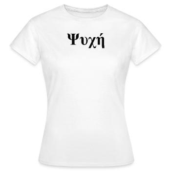 Griechisch "Seele" / "Soul" - Frauen T-Shirt - Weiß - Vorne - AI Model Female 172 dark (172cm)