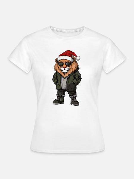 Löwe Weihnachten Winter - Frauen T-Shirt - Weiß