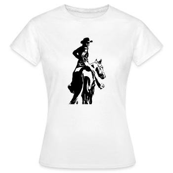 Cow-girl avec le cheval - T-shirt Femme - blanc - Devant - AI Model Female 172 dark (172cm)