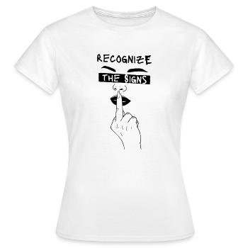 Reconnaissez les signes. Doigt d’honneur Fuck You - T-shirt Femme - blanc - Devant - AI Model Female 172 dark (172cm)