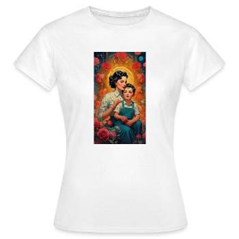 Mother with Child and Roses- Retro 50s - Women's T-Shirt - white - Front - AI Model Female 172 dark (172cm)