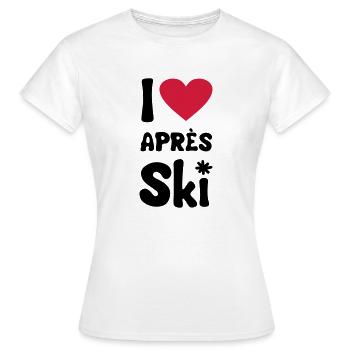 T-Shirt "I love apres ski" - Frauen T-Shirt - Weiß - Vorne - AI Model Female 172 dark (172cm)