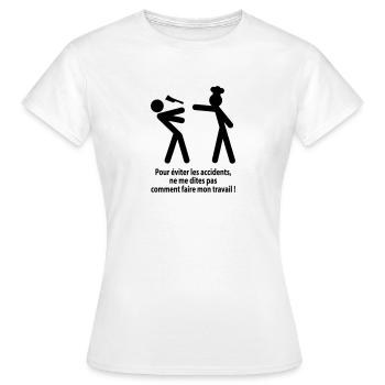accident travail - T-shirt Femme - blanc - Devant - AI Model Female 172 dark (172cm)