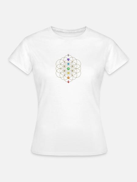 flor de la vida - Flower of life, Chakras - - T-shirt dam - vit