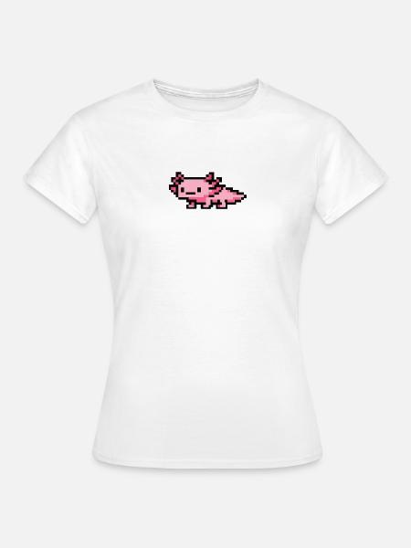 Pixelated Pink Pixel Art Axolotl - Frauen T-Shirt - Weiß