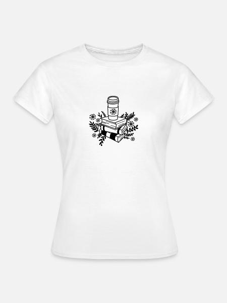 Buchstapel Booklover Cozy Bookmas Bücher - Frauen T-Shirt - Weiß