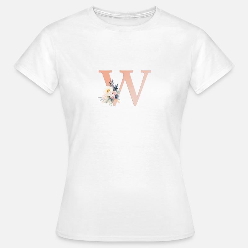 W Monogram, Floral, Boho - Women's T-Shirt - white