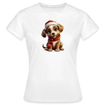 Weihnachtspfote: Niedlicher Hund mit Mütze 2 - Frauen T-Shirt - Weiß - Vorne - AI Model Female 172 dark (172cm)