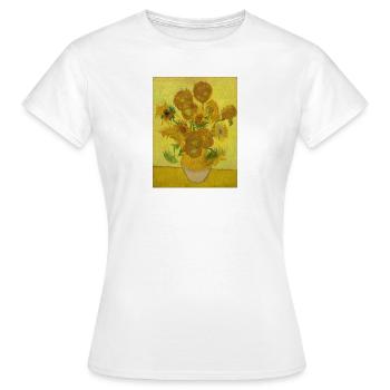 Art Gogh Malen Sonnenblumen Grafik - Frauen T-Shirt - Weiß - Vorne - AI Model Female 172 dark (172cm)