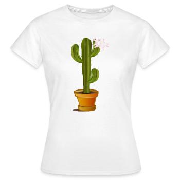 Cactus enchanteur dans un pot de fleurs avec fleur - T-shirt Femme - blanc - Devant - AI Model Female 172 dark (172cm)