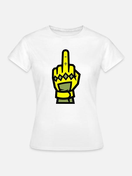 Mittelfinger Handschuh Gelb Symbol - Frauen T-Shirt - Weiß