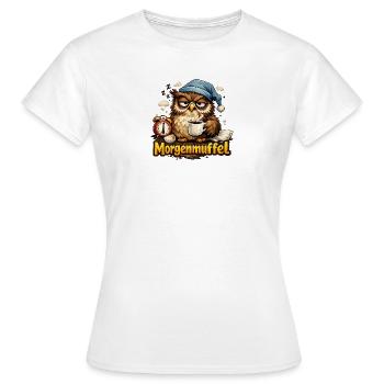 Morgenmuffel Eule mit Kaffee - Frauen T-Shirt - Weiß - Vorne - AI Model Female 172 dark (172cm)