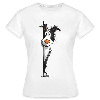 Peeking Collie Cartoon-Hundedesign - Frauen T-Shirt - Weiß - Vorne - AI Model Female 172 dark (172cm)