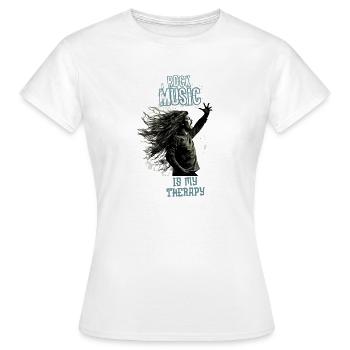 Rock Musik ist meine Therapie - Frauen T-Shirt - Weiß - Vorne - AI Model Female 172 dark (172cm)