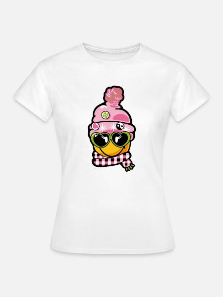 Smiley Beanie and Heart Glasses - Frauen T-Shirt - Weiß