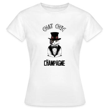 Chat chic - T-shirt Femme - blanc - Devant - AI Model Female 172 dark (172cm)