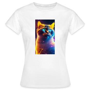 AstroCat Orange Version - Frauen T-Shirt - Weiß - Vorne - AI Model Female 172 dark (172cm)